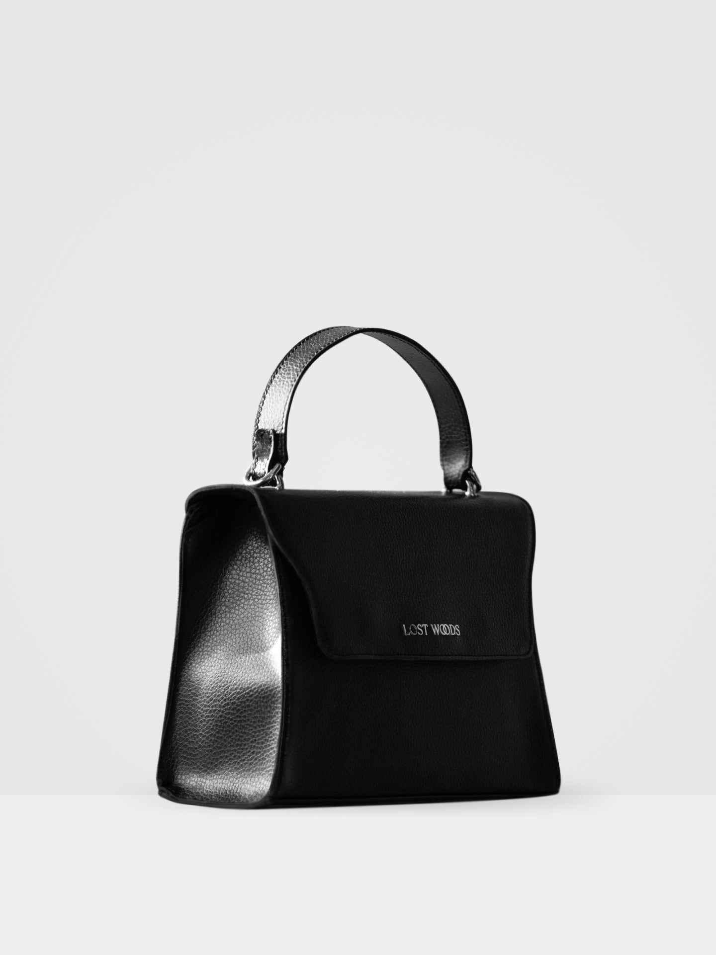 Ivy Top Handle Bag in Black & Silver